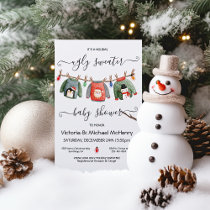 Ugly Christmas Sweater Baby Shower Clothesline Invitation