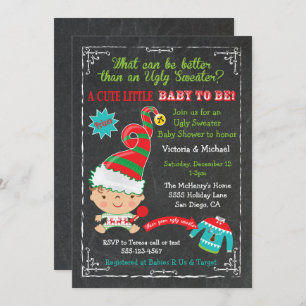 Ugly Christmas sweater Baby Shower Invitations