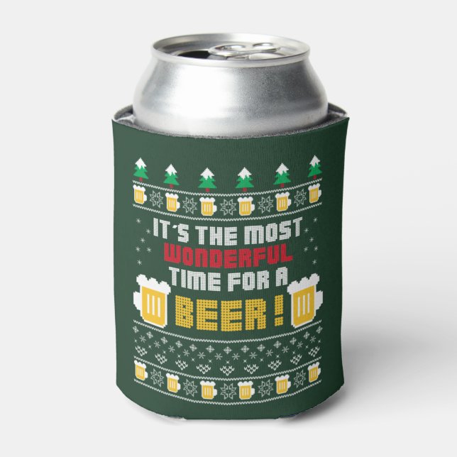 Ugly Christmas Sweater Beer Beer Can Cooler (Can Front)