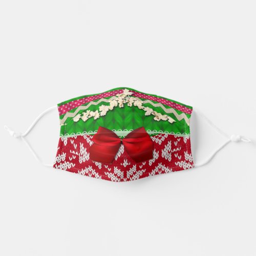 UGLY CHRISTMAS SWEATER_Bow  Popcorn Adult Cloth Face Mask