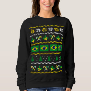 Ugly Christmas Sweater Brazil Flag, Half Brazilian