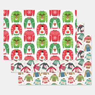 Ugly Christmas Sweater Bundle: Multicolor Wrapping Paper Sheets