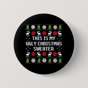 Ugly Christmas Sweater Button