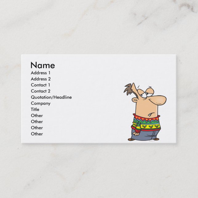ugly christmas sweater cartoon business card (Front)
