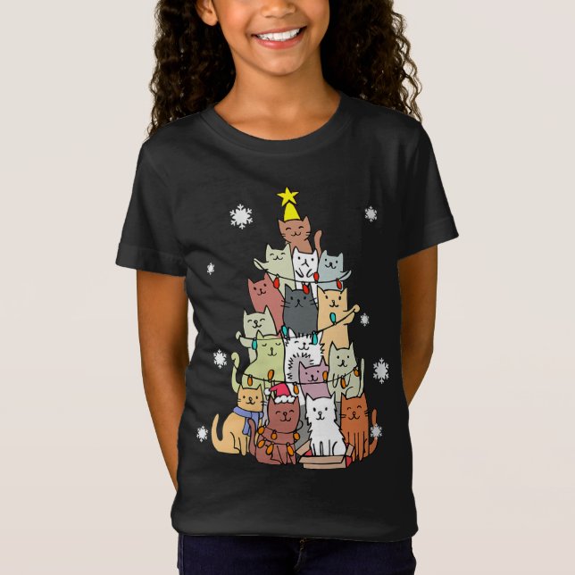 Ugly Christmas Sweater Cat Tree - Funny Xmas Cat G (Front)