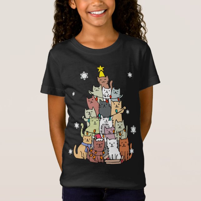 Ugly Christmas Sweater Cat Tree - Funny Xmas Cat G (Front)