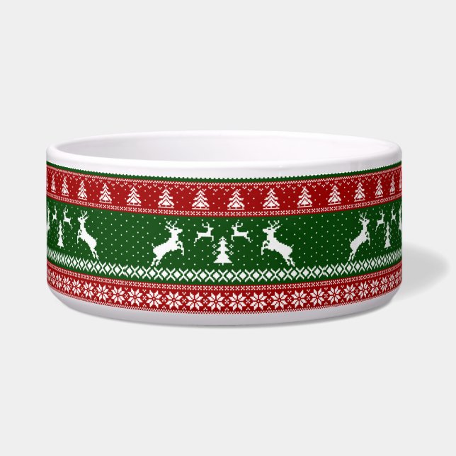 Ugly Christmas sweater Ceramic Pet Bowl (Front)