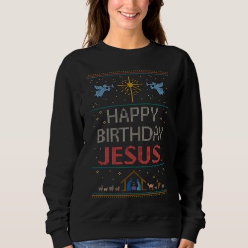 Ugly Christmas Sweater Christ Happy Birthday Jesus