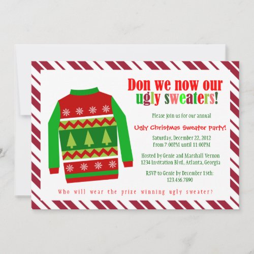 Ugly Christmas Sweater Christmas Party Invitation