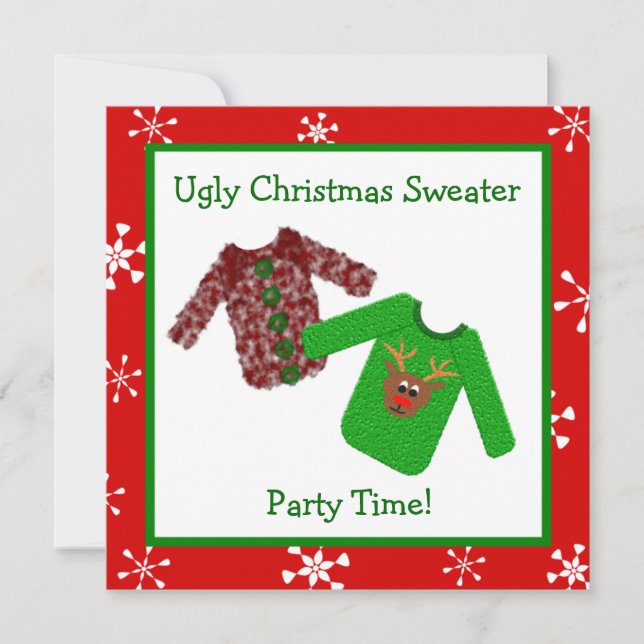 Ugly Christmas Sweater Christmas Party Invitations (Front)
