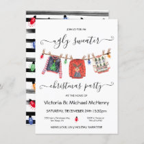 Ugly Christmas Sweater Clothesline Party Invitation