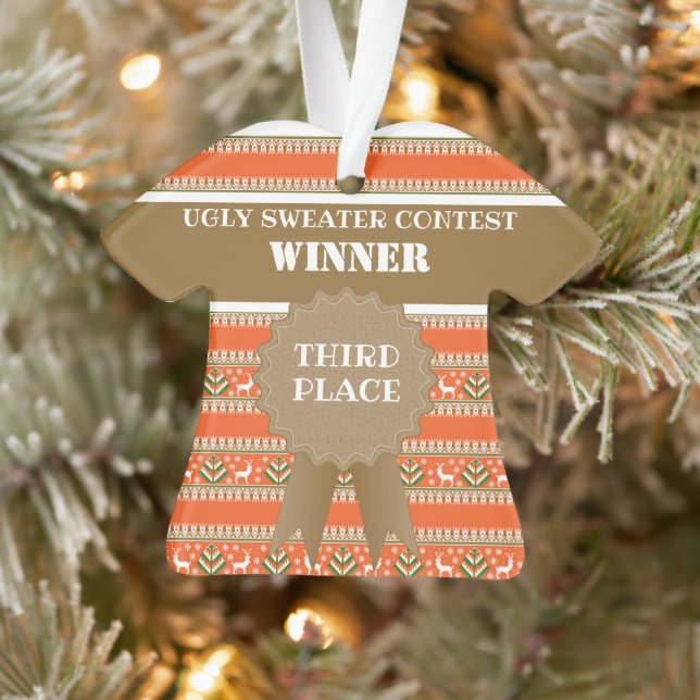  Ugly Christmas Sweater Contest Winner 3rd. Place Ornament (Tree)