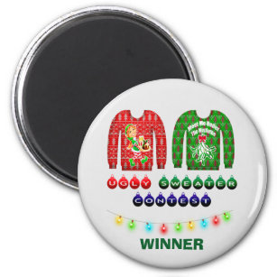 Ugly Christmas Sweater Contest Winner Custom Magnet