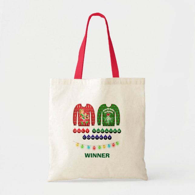 Ugly Christmas Sweater Contest Winner Custom Tote Bag (Front)