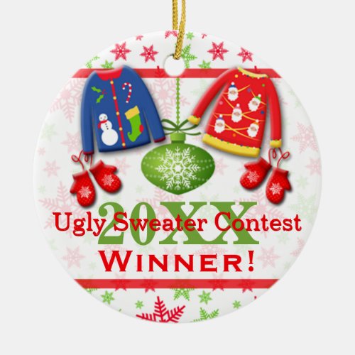 Ugly Christmas Sweater Contest Winner Ornament 2