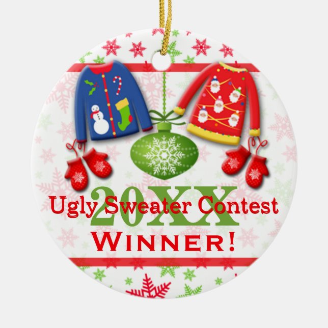 Ugly Christmas Sweater Contest Winner Ornament 2 (Front)