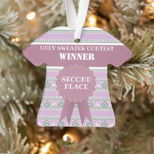 Ugly Christmas Sweater Contest Winner Second Place Ornament (Tree)