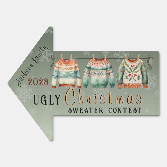 Ugly Christmas Sweater Contest Yard Sign (Front)
