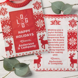Ugly Christmas Sweater Corporate Business Logo Note Card