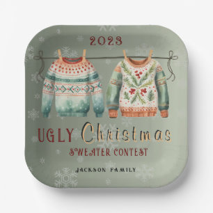 Ugly Christmas Sweater Customizable Paper Plates