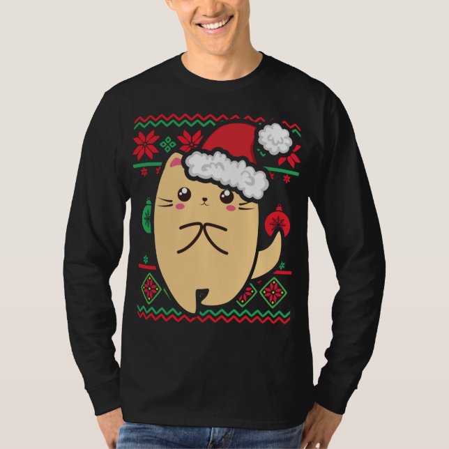 Ugly Christmas Sweater Cute Kawaii Anime Chibi Shy (Front)