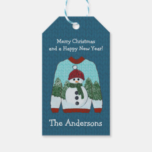 Ugly Christmas Sweater   Cute Snowman Gift Tags