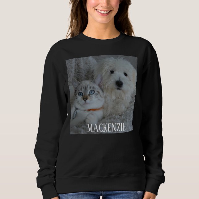 Ugly Christmas Sweater. Dog Cat Photo Name Custom Sweatshirt (Front)