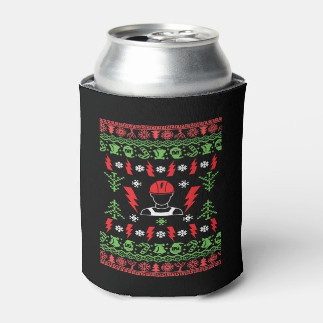 Ugly Christmas Sweater Electrician Electronics Can Cooler (Can Front)