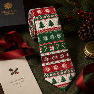 Ugly Christmas Sweater Fair Isle  Neck Tie
