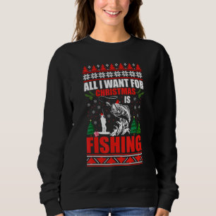 Ugly Christmas Sweater Fishing Cute Fishing Santa 