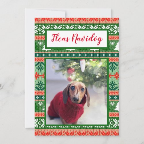 Ugly Christmas Sweater Fleas Navidog Pet Photo Holiday Card