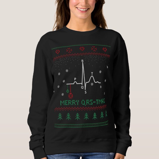 Ugly Christmas Sweater For Nurse Cardiology Medica (Front)