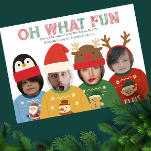Ugly Christmas Sweater Funny Face Personalized Holiday Card