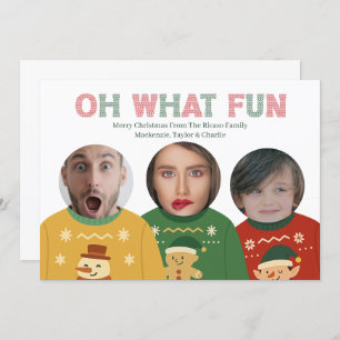 Ugly Christmas Sweater Funny Face Personalized Holiday Card
