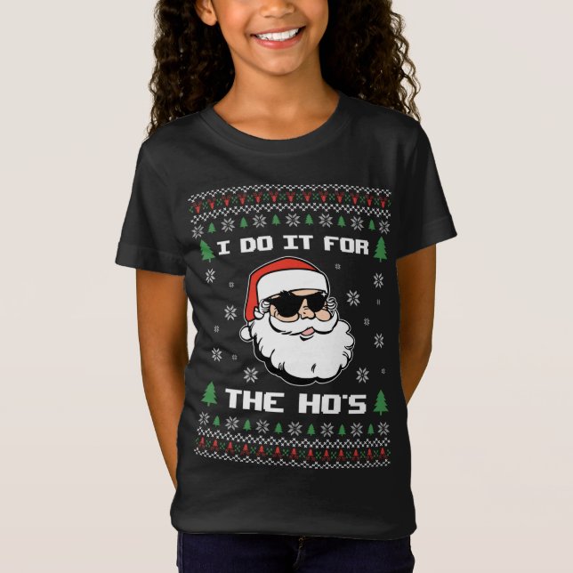 Ugly Christmas Sweater Funny Santa Claus I Do It F (Front)