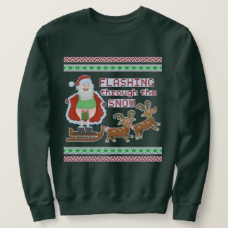 Ugly Christmas Sweater | Funny Santa Flashing Snow