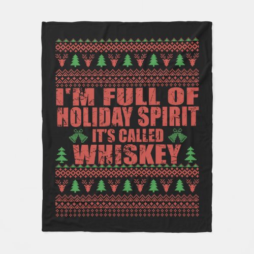 ugly christmas sweater funny whiskey quote fleece blanket