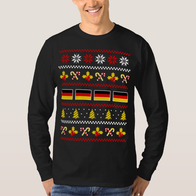 Ugly Christmas Sweater Germany Flag, USA Half Germ (Front)