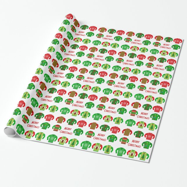 Ugly Christmas Sweater Gift Wrap (Unrolled)