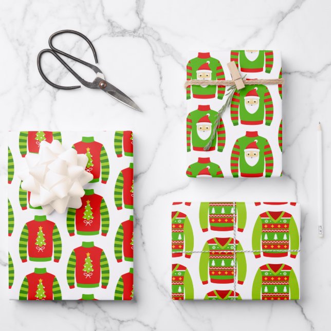 Ugly Christmas Sweater Gift Wrap Sheets (Front)