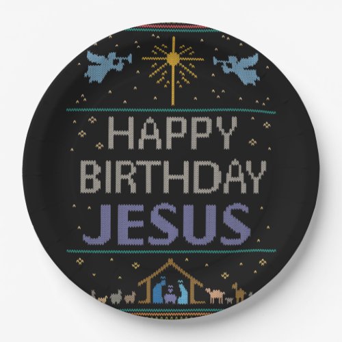 Ugly Christmas Sweater _ Happy Birthday Jesus Paper Plates