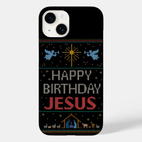 Ugly Christmas Sweater _ Happy Birthday Jesus Red  Case_Mate iPhone 14 Case