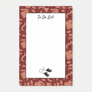 Ugly Christmas Sweater Hat Scarf Red To Do List Post-it Notes