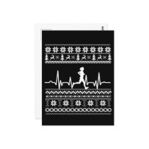 Ugly Christmas sweater heartbeat running run Postcard