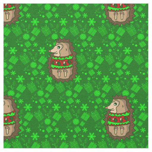ugly christmas sweater hedgehogs fabric