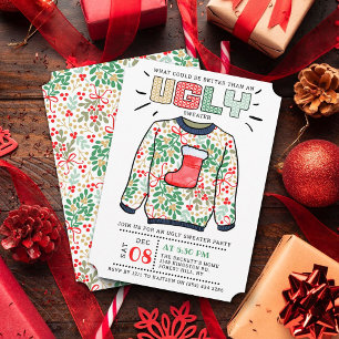 Ugly Christmas Sweater Holiday Party Invitation