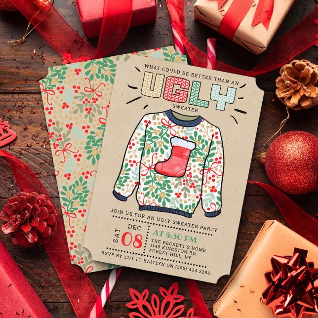 Ugly Christmas Sweater Holiday Party Invitation (Creator Uploaded)