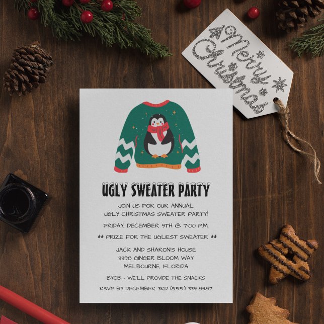 Ugly Christmas Sweater Holiday Party  Invitation (Ugly Christmas Sweater Christmas Party Invitation)