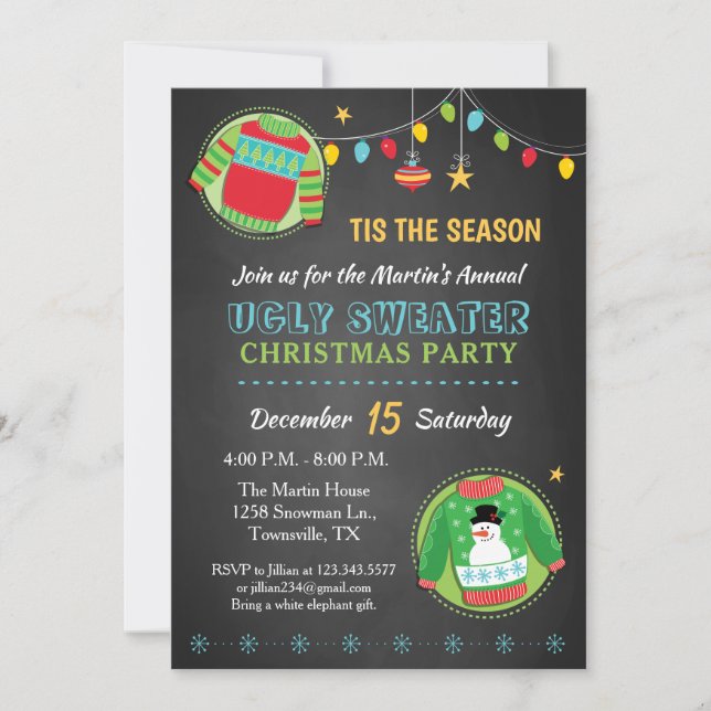 Ugly Christmas Sweater Holiday Party Invitation (Front)