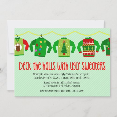 Ugly Christmas Sweater Holiday Party Invitation